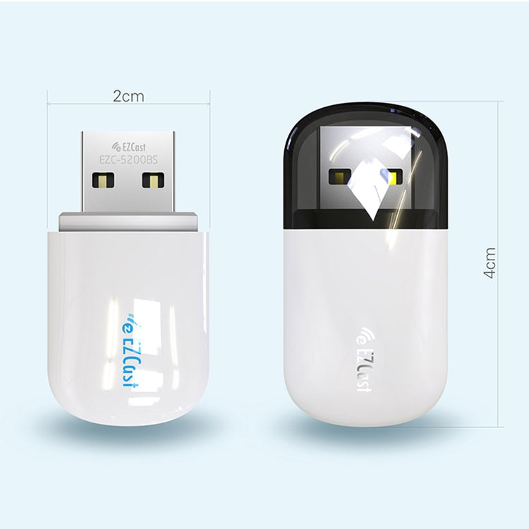 EZCast EZC-5200BS 600Mbps 듀얼 밴드 WiFi + 블루투스 USB 2.0 무선 어댑터