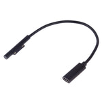 USB-C / Type-C 암컷 to 6핀 수컷 노트북 PD 고속 충전 케이블 Microsoft Surface Pro 9 / 8 / 7 / 6 / 5 / 4 / 3용, 케이블 길이: 0.2m, Pro 9 / 8 / 7 / 6 / 5 / 4 / 3 to USB-C / Type-C 암컷 블랙