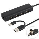 3 in 1 USB-C / Type-C + 마이크로 USB + 4 x USB 2.0 포트 허브 컨버터, 케이블 길이: 12cm, 3 in 1 (화이트), 3 in 1 (블랙)