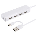 3 in 1 USB-C / Type-C + 마이크로 USB + 4 x USB 2.0 포트 허브 컨버터, 케이블 길이: 12cm, 3 in 1 (화이트), 3 in 1 (블랙)