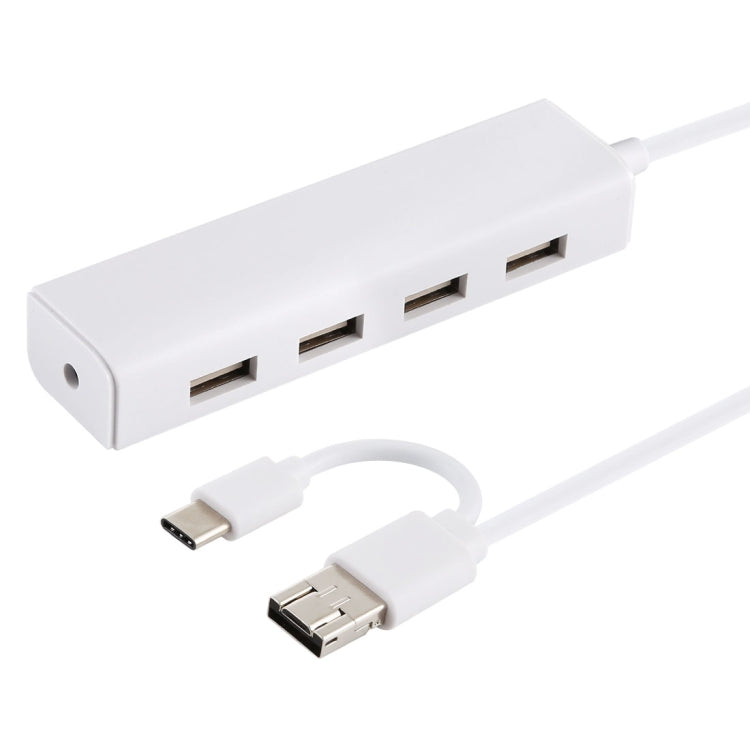 3 in 1 USB-C / Type-C + 마이크로 USB + 4 x USB 2.0 포트 허브 컨버터, 케이블 길이: 12cm, 3 in 1 (화이트), 3 in 1 (블랙)