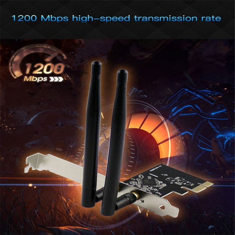 EDUP EP-9607 1200Mbps 듀얼 밴드 PCI-E 익스프레스 무선 어댑터 네트워크 카드 2 x 6dBi 안테나 포함, EP-9607 1200Mbps