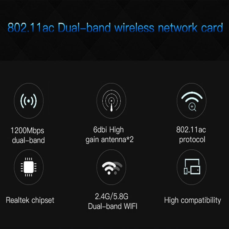 EDUP EP-9607 1200Mbps 듀얼 밴드 PCI-E 익스프레스 무선 어댑터 네트워크 카드 2 x 6dBi 안테나 포함, EP-9607 1200Mbps