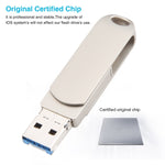 3-in-1 64G 마이크로 USB + 8핀 + 타입-C 금속 회전 푸시풀 플래시 디스크 OTG 기능 포함, 64G USB + 8핀 + 타입-C