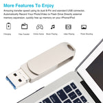 3-in-1 64G 마이크로 USB + 8핀 + 타입-C 금속 회전 푸시풀 플래시 디스크 OTG 기능 포함, 64G USB + 8핀 + 타입-C