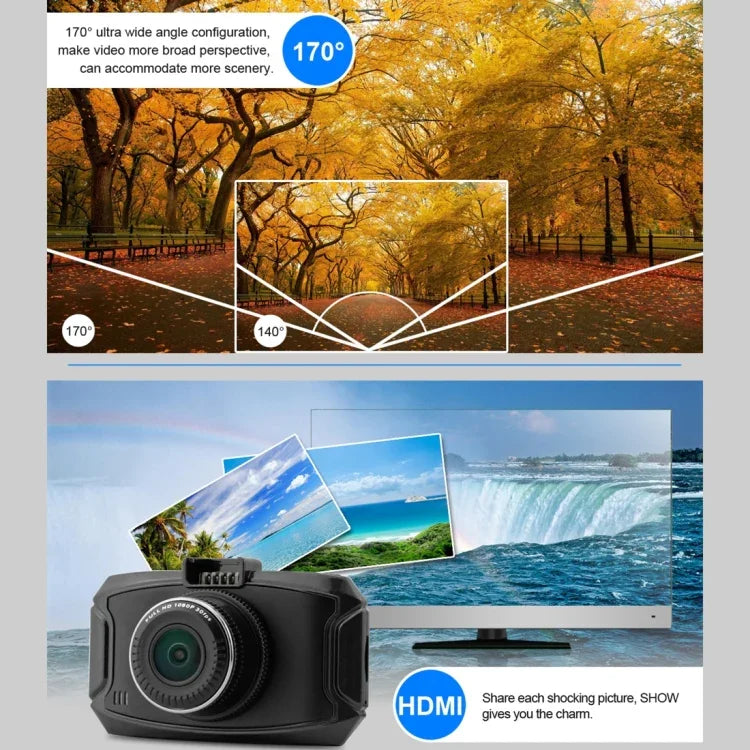 GS90C 자동차 DVR 카메라 2.7인치 LCD 화면 HD 2304 x 1296P 170도 광각, 모션 감지 / TF 카드 / G-센서 / HDMI 지원, GS90C