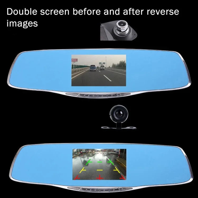 G835 HD 1080P 4.3인치 화면 디스플레이 후방 거울 차량 DVR, Generalplus 2248, 2대 카메라 170도 광각, HDR 녹화 / 모션 감지 기능 지원, G835