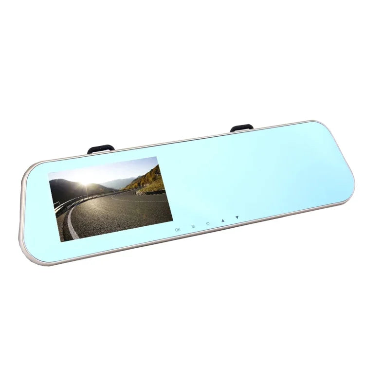 좌측 화면 디스플레이 후방 거울 차량 DVR, Allwinner 프로그램, 2대 카메라 1080P HD 140도 광각, GPS 포트 / 모션 감지 / 야간 투시 / TF 카드 / G-센서 지원, 후방 거울 차량 DVR
