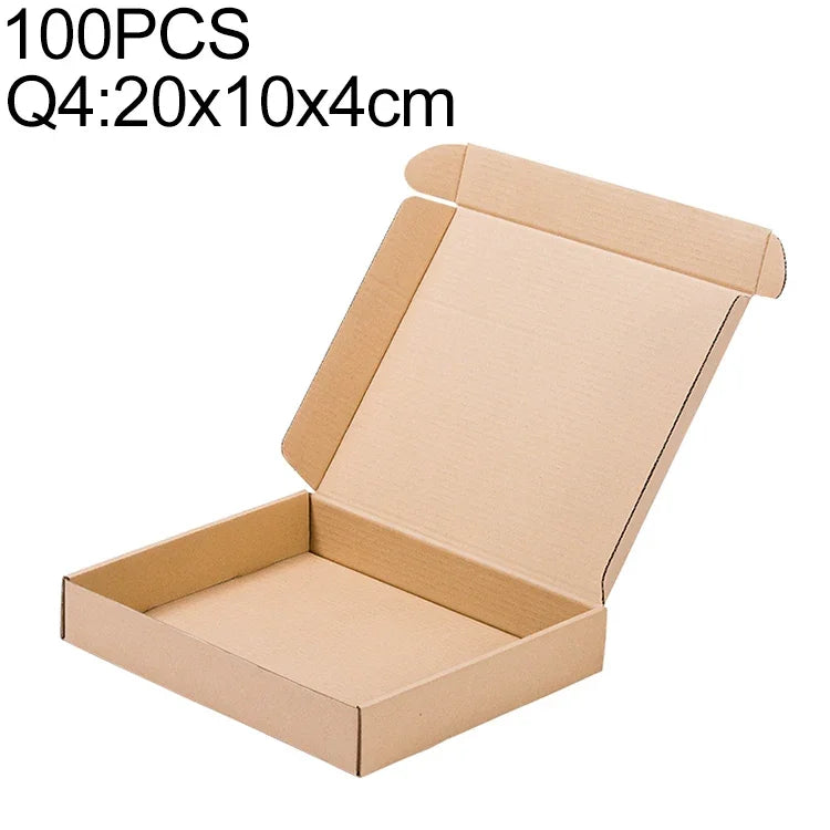 100개 크래프트 종이 배송 상자 포장 상자, 크기: Q4, 20x10x4cm, 20x10x4cm