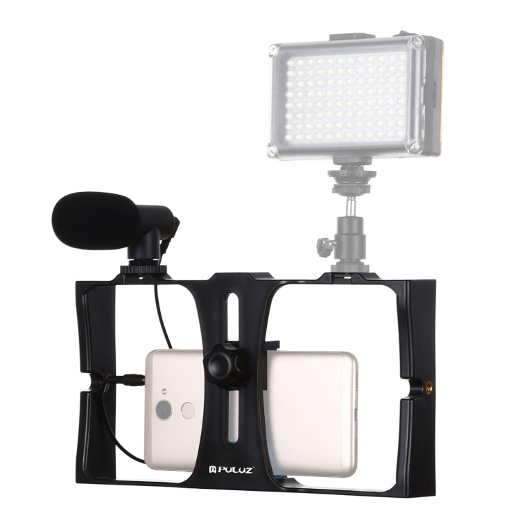 PULUZ 2-in-1 라이브 방송 스마트폰 비디오 리그 + 마이크 키트 아이폰, 갤럭시, 화웨이, 샤오미, HTC, LG, 구글 및 기타 스마트폰용, 브이로깅 리그 + 마이크, 브이로깅 리그 + 마이크(미국)