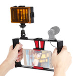 PULUZ 2-in-1 브이로깅 라이브 방송 LED 셀피 라이트 스마트폰 비디오 리그 키트, 콜드 슈 삼각대 헤드 포함, 아이폰, 갤럭시, 화웨이, 샤오미, HTC, LG, 구글 및 기타 스마트폰용, 브이로깅 리그+라이트
