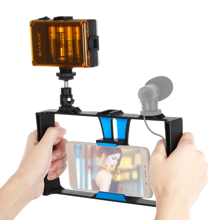 PULUZ 2-in-1 브이로깅 라이브 방송 LED 셀피 라이트 스마트폰 비디오 리그 키트, 콜드 슈 삼각대 헤드 포함, 아이폰, 갤럭시, 화웨이, 샤오미, HTC, LG, 구글 및 기타 스마트폰용, 브이로깅 리그+라이트