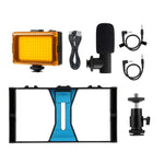 PULUZ 3-in-1 브이로깅 라이브 방송 LED 셀피 라이트 스마트폰 비디오 리그 키트, 마이크 + 콜드 슈 삼각대 헤드 포함, 아이폰, 갤럭시, 화웨이, 샤오미, HTC, LG, 구글 및 기타 스마트폰용, 3-in-1, 3-in-1(레드), 3-in-1(미국)