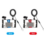 PULUZ 3-in-1 브이로깅 라이브 방송 스마트폰 비디오 리그 + 마이크 + 4.7인치 12cm 링 LED 셀피 라이트 키트, 콜드 슈 삼각대 헤드 포함, 아이폰, 갤럭시, 화웨이, 샤오미, HTC, LG, 구글 및 기타 스마트폰용, 3-in-1 링 LED