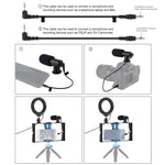 PULUZ 3-in-1 브이로깅 라이브 방송 스마트폰 비디오 리그 + 마이크 + 4.7인치 12cm 링 LED 셀피 라이트 키트, 콜드 슈 삼각대 헤드 포함, 아이폰, 갤럭시, 화웨이, 샤오미, HTC, LG, 구글 및 기타 스마트폰용, 3-in-1 링 LED