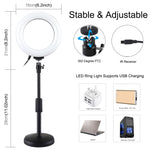 PULUZ 6.2인치 16cm RGBW 라이트 + 원형 베이스 데스크탑 홀더 USB 조광 LED 링 브이로깅 사진 비디오 조명 콜드 슈 삼각대 볼 헤드 & 리모컨 포함, 데스크탑 마운트 + 6.2인치 RGBW / 리모컨