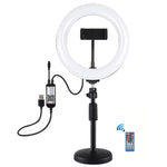 PULUZ 7.9인치 20cm RGBW 라이트 + 원형 베이스 데스크탑 마운트 조광 LED 이중 색온도 LED 곡선 라이트 링 브이로깅 셀피 사진 영상 조명 폰 클램프 포함, 7.9인치 + 원형 마운트