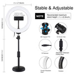 PULUZ 7.9인치 20cm RGBW 라이트 + 원형 베이스 데스크탑 마운트 조광 LED 이중 색온도 LED 곡선 라이트 링 브이로깅 셀피 사진 영상 조명 폰 클램프 포함, 7.9인치 + 원형 마운트