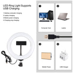 PULUZ 7.9인치 20cm RGBW 라이트 + 원형 베이스 데스크탑 마운트 조광 LED 이중 색온도 LED 곡선 라이트 링 브이로깅 셀피 사진 영상 조명 폰 클램프 포함, 7.9인치 + 원형 마운트
