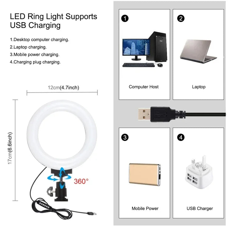 PULUZ 4-in-1 브이로깅 라이브 방송 스마트폰 비디오 리그 + 4.7인치 12cm RGBW 링 LED 셀피 라이트 + 마이크 + 포켓 삼각대 마운트 키트, 콜드 슈 삼각대 헤드 포함, 4-in-1, 4-in-1 RGBW 링 LED