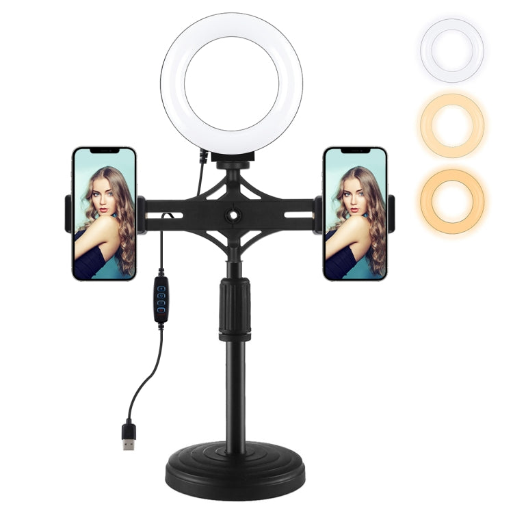 PULUZ 4.7인치 12cm 링 라이트 수평 듀얼 휴대폰 브래킷 데스크탑 홀더 비디오 라이트 키트, 4.7인치 수평 브래킷 데스크탑 마운트