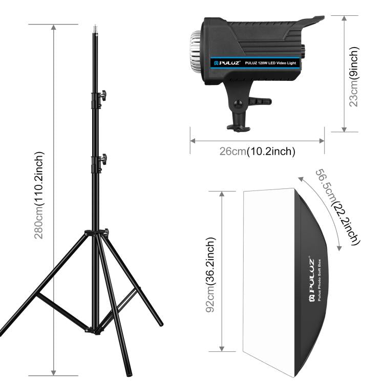 PULUZ 120W 사진 스튜디오 스트로브 플래시 라이트 키트 소프트박스 반사판 및 삼각대 포함, 직사각형 120W 2700K-6500K 라이트 키트 EU 플러그, 직사각형 120W 2700K-6500K 라이트 키트 UK 플러그, 직사각형 120W 2700K-6500K 라이트 키트 US 플러그
