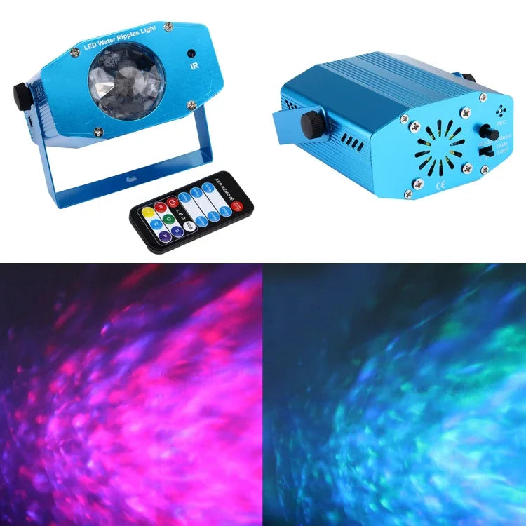 3W x 3 RGB 미니 물결 프로젝터 리모컨 포함, EU 플러그, EU 플러그