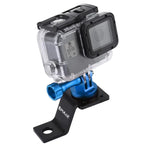 PULUZ 알루미늄 합금 오토바이 고정 홀더 마운트 삼각대 어댑터 및 나사 포함 GoPro, Insta360, DJI 및 기타 액션 카메라용, 고정 마운트 2 (블랙), 고정 마운트 2 (실버), 고정 마운트 2 (레드), 고정 마운트 2 (블루), 고정 마운트 2 (골드)