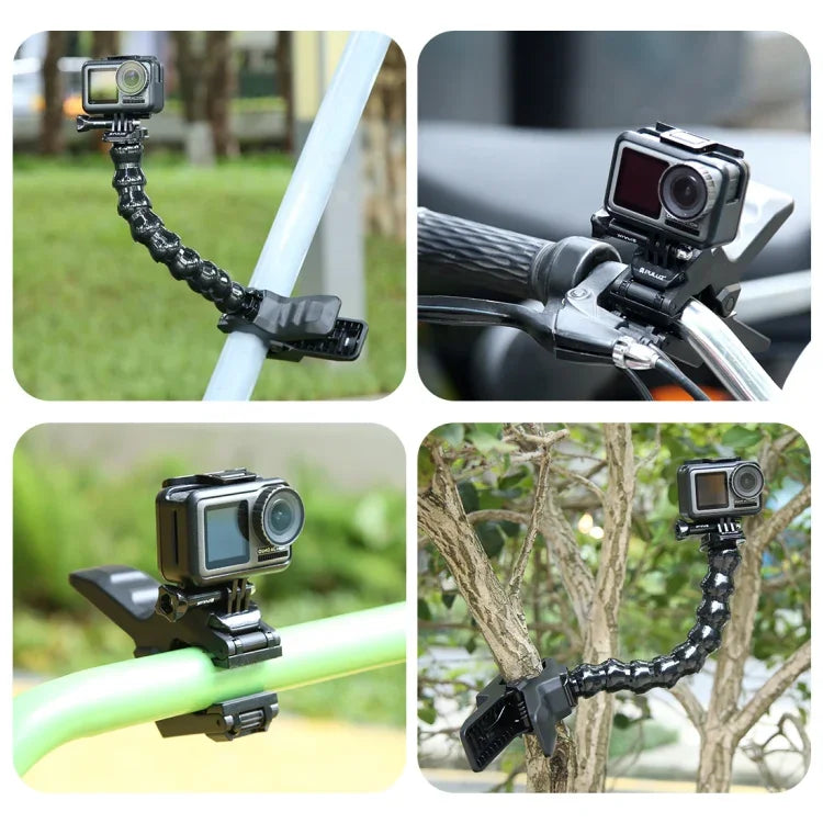 PULUZ GoPro, Insta360, DJI 및 기타 액션 카메라용 액션 스포츠 카메라 조스 플렉스 클램프 마운트, 조스 마운트