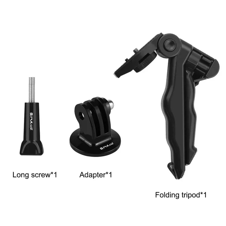 PULUZ 그립 접이식 삼각대 마운트, 어댑터 및 나사 포함, GoPro, Insta360, DJI 및 기타 액션 카메라용, 최대 적재 하중: 2kg