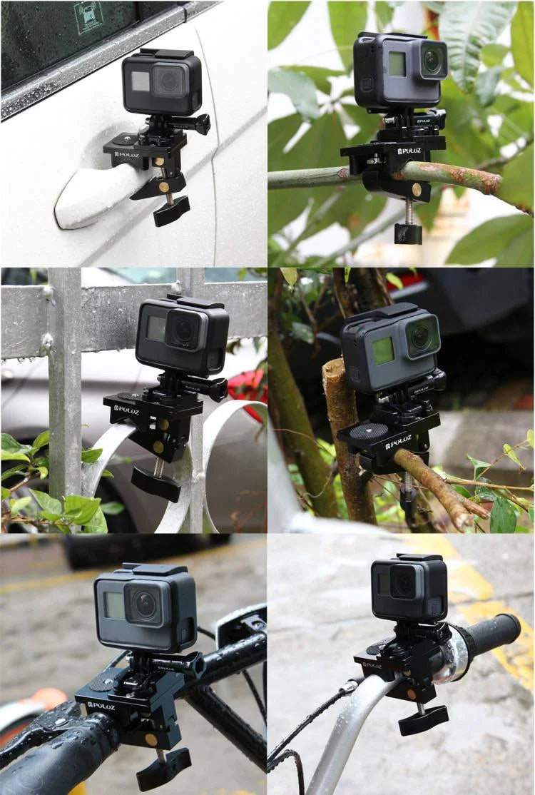 PULUZ 알루미늄 합금 마운트, 범용 고정 클램프, GoPro, Insta360, DJI 및 기타 액션 카메라용, 고정 클램프 마운트