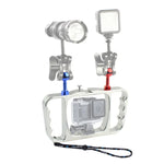 PULUZ GoPro, Insta360, DJI 및 기타 액션 카메라용 CNC 알루미늄 듀얼 핸드헬드 다이빙 라이트 암 래니어드 포함, 라이트 암 마운트/S
