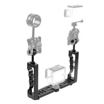 PULUZ GoPro, Insta360, DJI 및 기타 액션 카메라용 조절 가능한 다이빙 듀얼 핸드헬드 CNC 알루미늄 램프 암 홀더, 듀얼 핸드헬드 암 홀더
