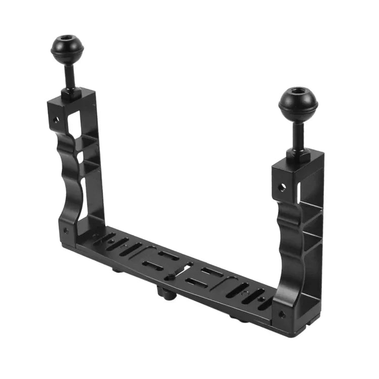 PULUZ GoPro, Insta360, DJI 및 기타 액션 카메라용 조절 가능한 다이빙 듀얼 핸드헬드 CNC 알루미늄 램프 암 홀더, 듀얼 핸드헬드 암 홀더