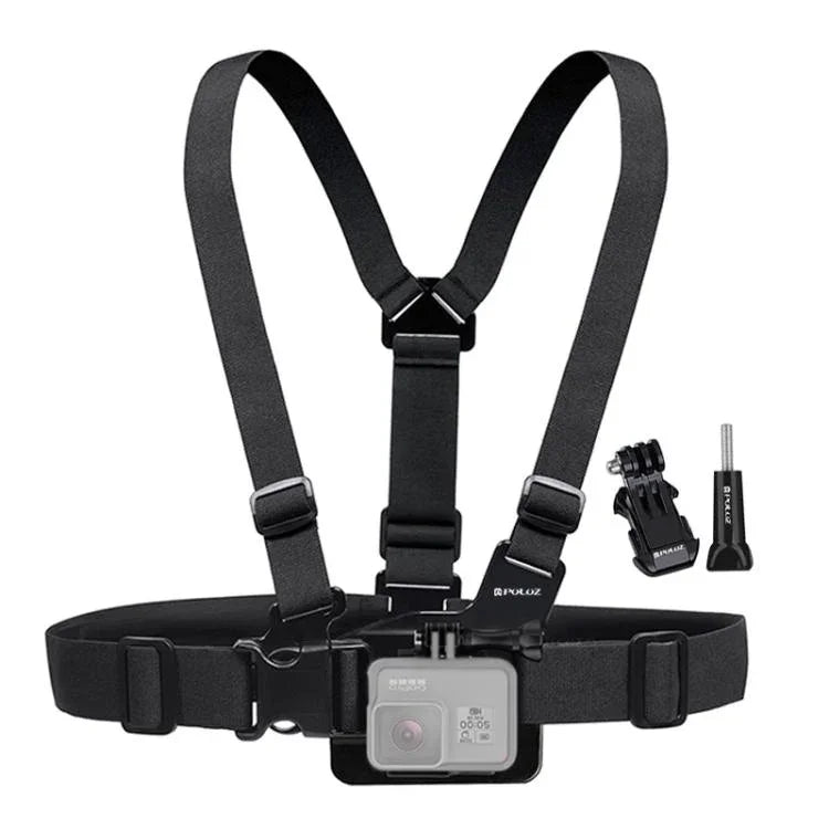 PULUZ GoPro, Insta360, DJI 및 기타 액션 카메라용 조절식 바디 마운트 벨트 가슴 스트랩 J 후크 마운트 및 긴 나사 포함, 가슴 스트랩
