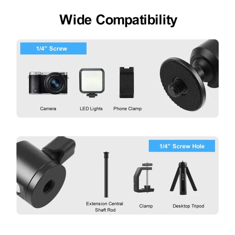 PULUZ 1/4인치 내부 나사 금속 삼각대 볼 헤드 어댑터 노브 잠금 포함, 1/4인치 내부 나사