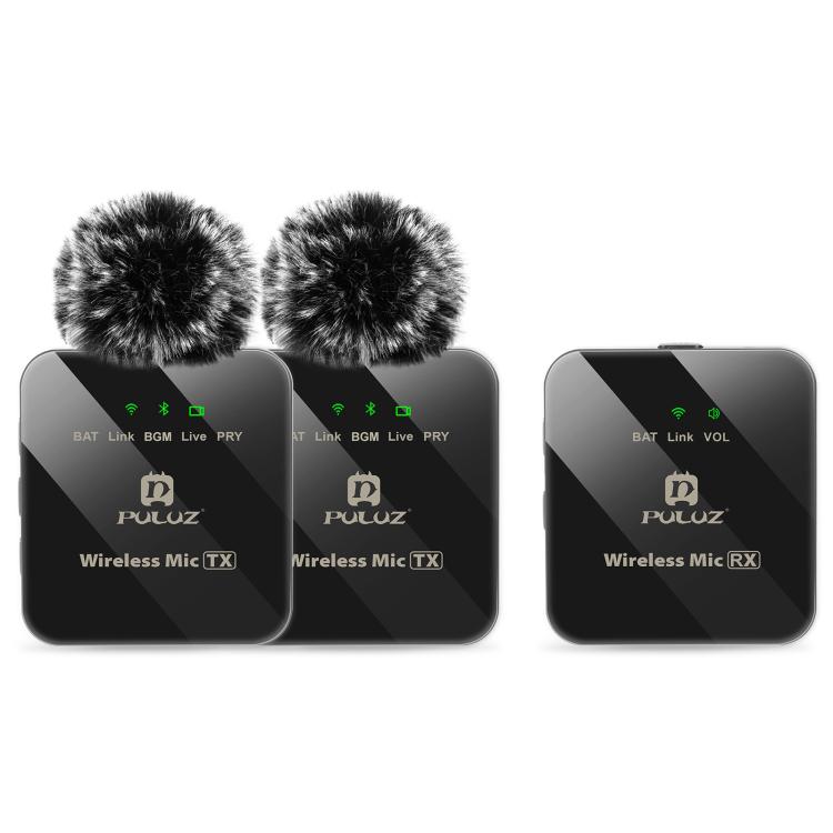 PULUZ 2 TX + 1 RX 무선 라발리에 마이크, 2 TX + 1 RX