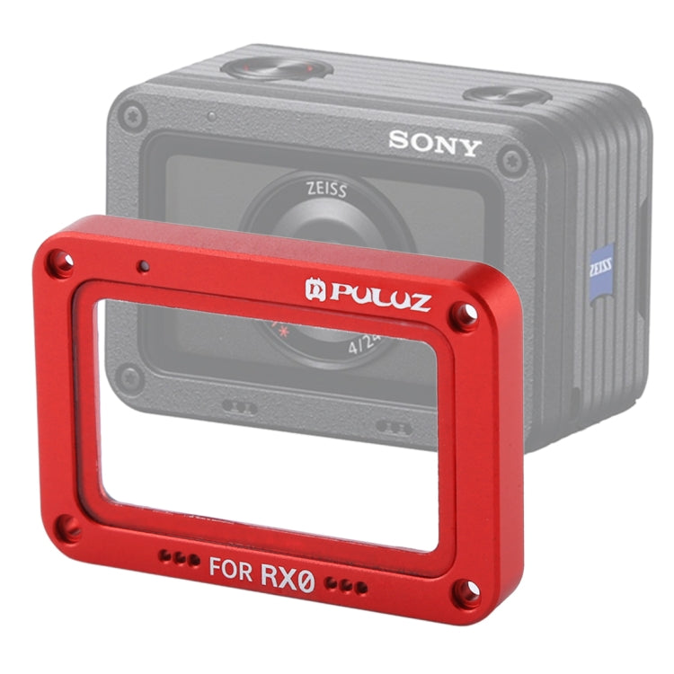PULUZ 알루미늄 합금 플레임 + 강화 유리 렌즈 프로텍터 for Sony RX0 / RX0 II, 나사 및 드라이버 포함, 전면 플레임 레드