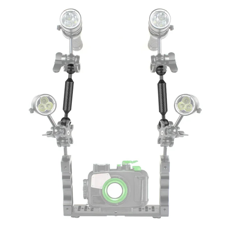 PULUZ 9인치 23cm 길이 20.8mm 직경 듀얼 볼 카본 파이버 플로팅 암, 볼 직경: 25mm, 9인치 검정색