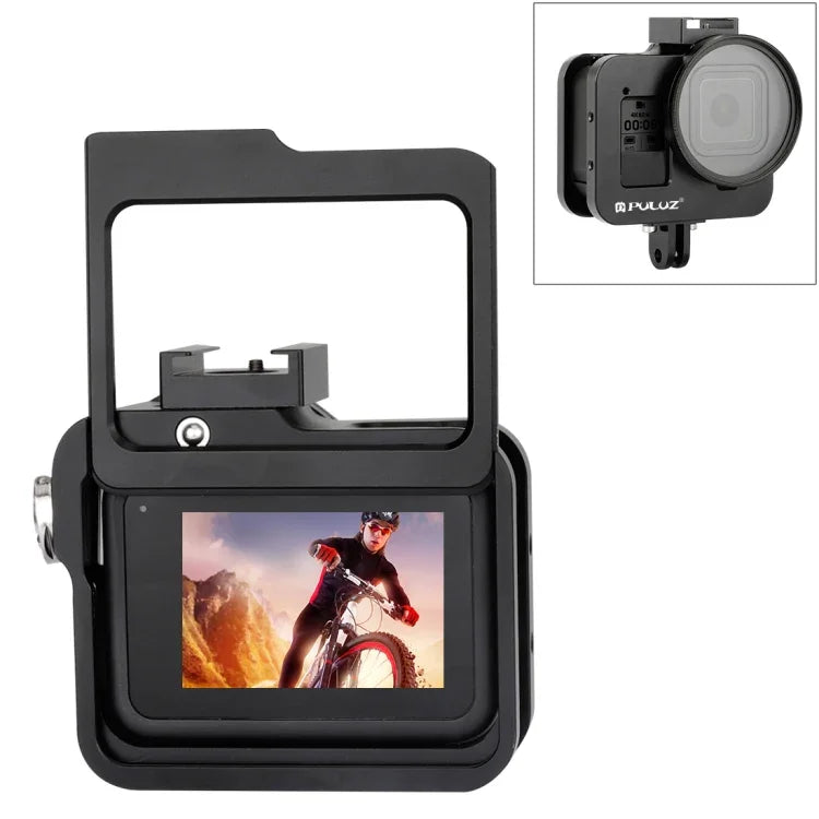 PULUZ CNC 알루미늄 합금 보호 케이지 보험 프레임 및 52mm UV 렌즈 포함 GoPro HERO8 블랙용 하우징 쉘, 프레임 포함 HERO8 블랙용