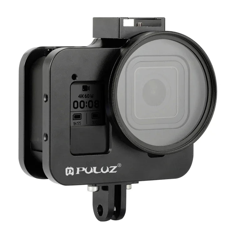 PULUZ CNC 알루미늄 합금 보호 케이지 보험 프레임 및 52mm UV 렌즈 포함 GoPro HERO8 블랙용 하우징 쉘, 프레임 포함 HERO8 블랙용