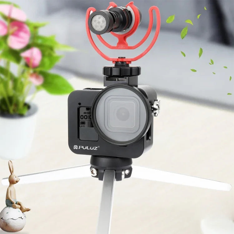 PULUZ CNC 알루미늄 합금 보호 케이지 보험 프레임 및 52mm UV 렌즈 포함 GoPro HERO8 블랙용 하우징 쉘, 프레임 포함 HERO8 블랙용