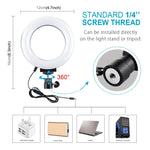 PULUZ 4.7인치 12cm USB 3모드 조광 LED 링 셀피 뷰티 브이로깅 사진 촬영 비디오 조명 삼각대 볼 헤드 포함, 4.7인치 볼 헤드 포함