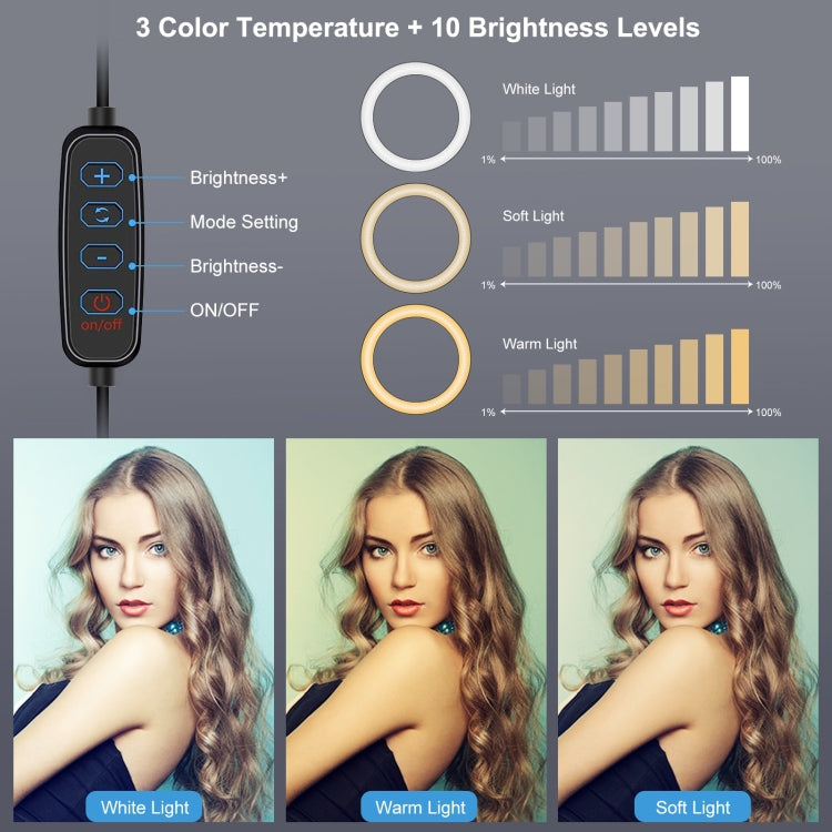 PULUZ 4.7인치 12cm USB 3모드 조광 LED 링 셀피 뷰티 브이로깅 사진 촬영 비디오 조명 삼각대 볼 헤드 포함, 4.7인치 볼 헤드 포함