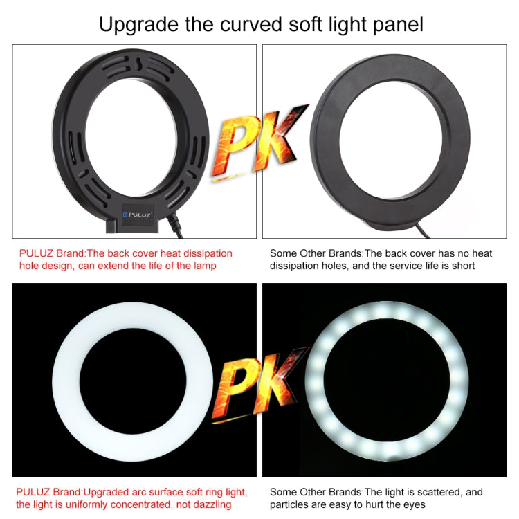 PULUZ 4.7인치 12cm USB 3모드 조광 LED 링 셀피 뷰티 브이로깅 사진 촬영 비디오 조명 삼각대 볼 헤드 포함, 4.7인치 볼 헤드 포함