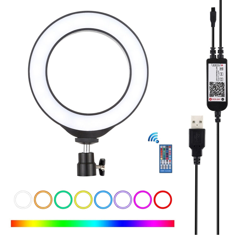 PULUZ 6.2인치 16cm USB RGBW 조광 가능한 LED 링 브이로깅 사진 영상 조명, 콜드 슈 삼각대 볼 헤드 및 리모컨 포함, 6.2인치 RGBW / 리모컨