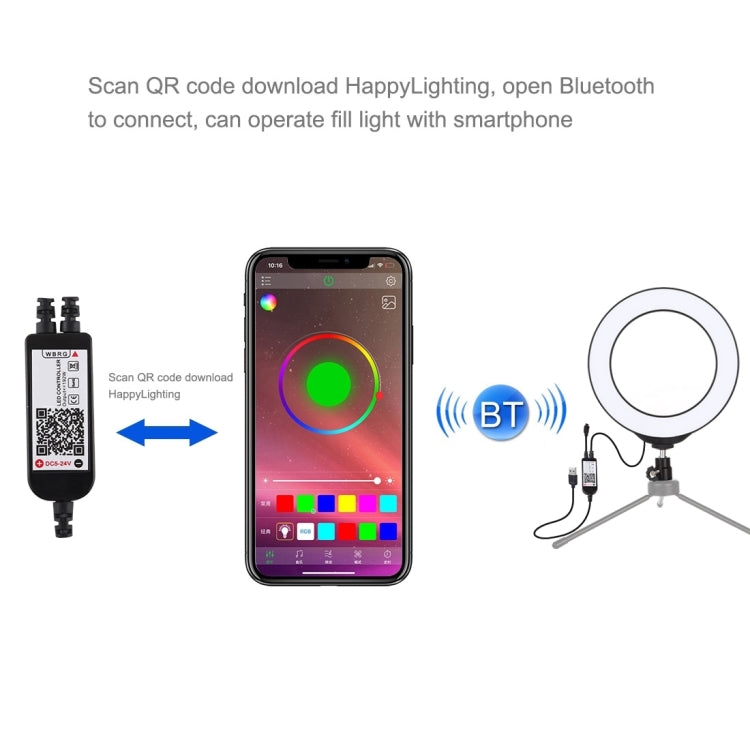 PULUZ 6.2인치 16cm USB RGBW 조광 가능한 LED 링 브이로깅 사진 영상 조명, 콜드 슈 삼각대 볼 헤드 및 리모컨 포함, 6.2인치 RGBW / 리모컨