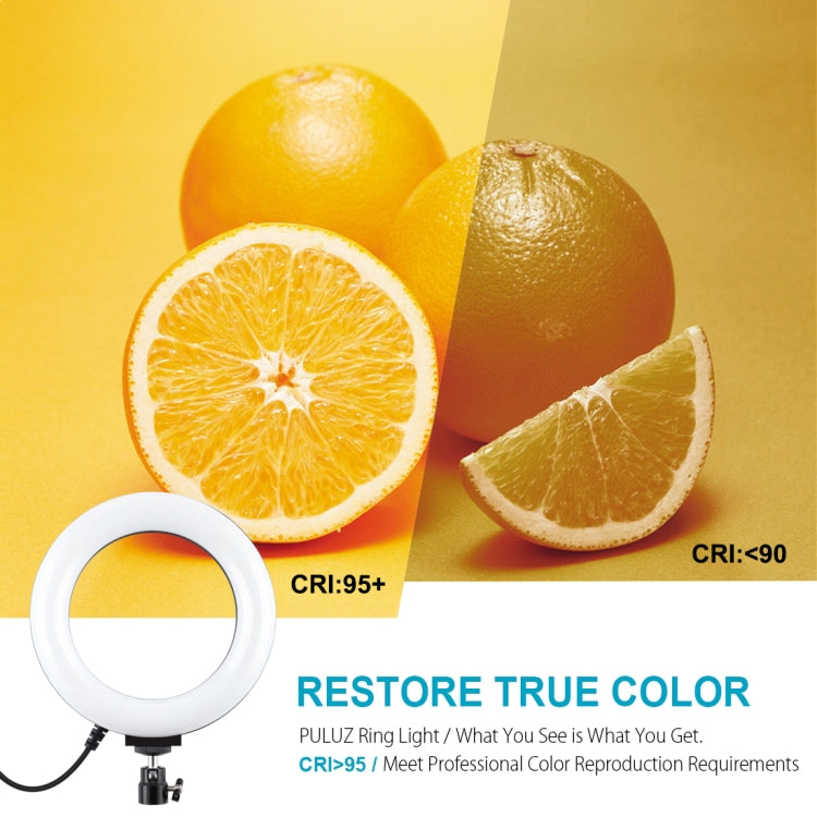 PULUZ 6.2인치 16cm USB 10 모드 8 색상 RGBW 조광 가능한 LED 링 브이로깅 사진 영상 조명, 삼각대 볼 헤드 포함, 6.2인치 RGBW