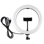 PULUZ 10.2인치 26cm USB 10 모드 8 색상 RGBW 조광 가능한 LED 링 브이로깅 사진 영상 조명, 콜드 슈 삼각대 볼 헤드 및 휴대폰 클램프 포함, 10.2인치 RGBW