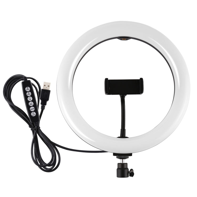 PULUZ 10.2인치 26cm USB 10 모드 8 색상 RGBW 조광 가능한 LED 링 브이로깅 사진 영상 조명, 콜드 슈 삼각대 볼 헤드 및 휴대폰 클램프 포함, 10.2인치 RGBW